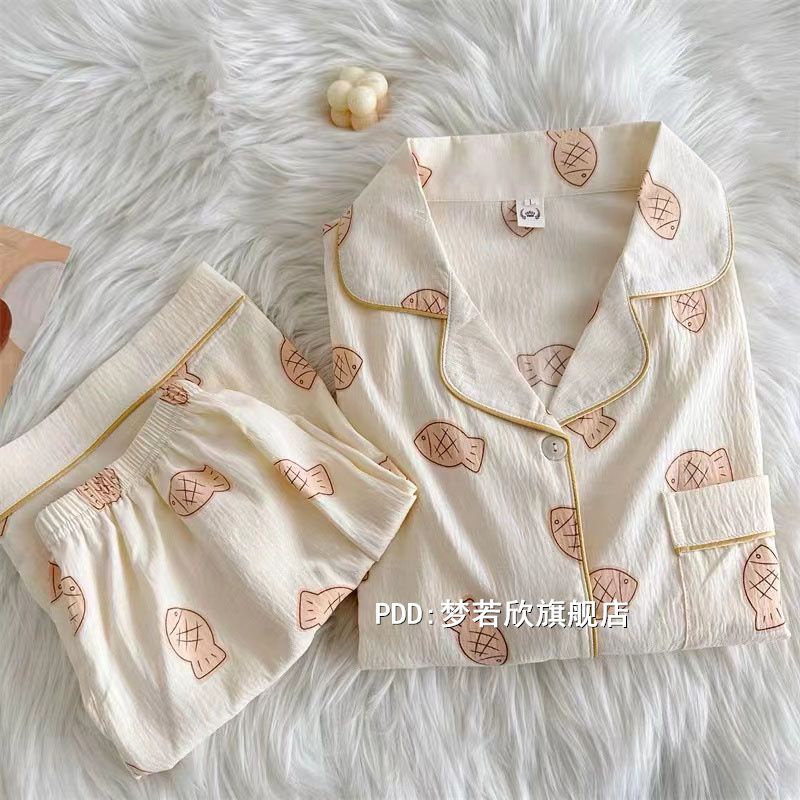 Bộ Đồ Ngủ Áo Tay Ngắn Phối Quần Short Vải Cotton Thời Trang Mùa Hè Xinh Xắn Cho Nữ