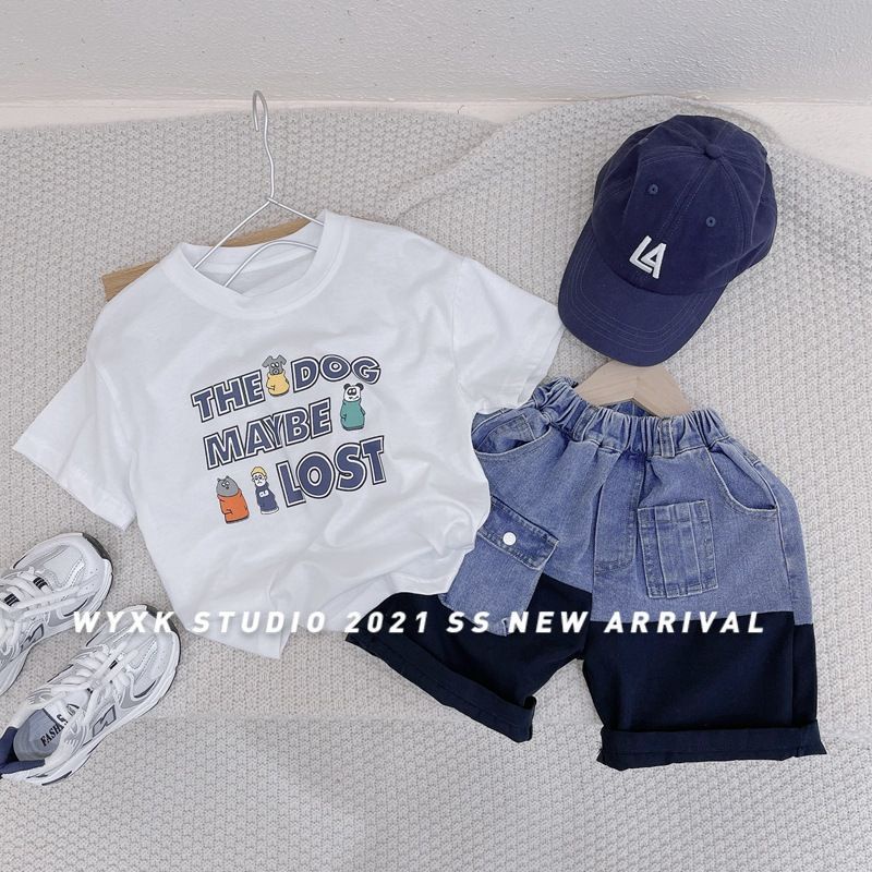 Áo Thun Tay Ngắn Cổ Tròn In Chữ Thoải Mái Dễ Phối Đồ Cho Bé