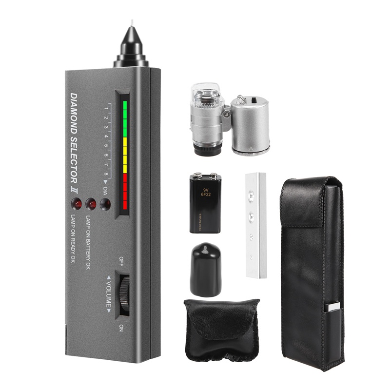 Bút Kiểm Tra Kim Cương Độ Chính Xác Cao + Kính Lúp Phóng Đại 60X Mini Có Đèn LED Chuyên Nghiệp