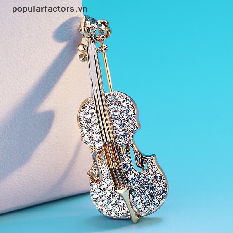 Ghim Cài Áo Hình Đàn Violin Đính Đá Thời Trang Cho Nữ