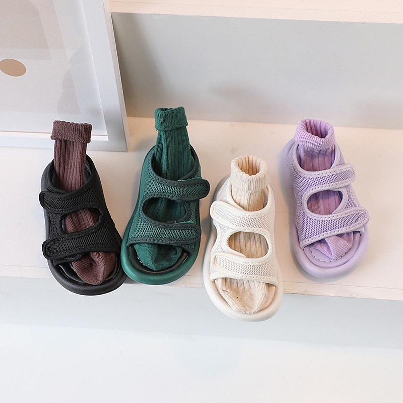 Giày Sandal Khóa Dán Thoáng Khí Phong Cách Hàn Quốc Thời Trang Mùa Hè Dành Cho Trẻ 1-12 Tuổi