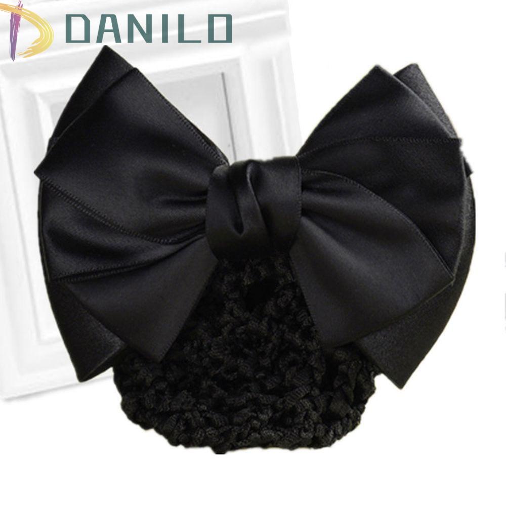 DANILO Kẹp Tóc Vải Satin Màu Trơn Thắt Nơ Xinh Xắn Cho Nữ