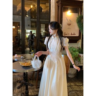 Đầm sườn xám SUGEMIUSI ôm eo cổ đứng tay phồng phong cách dân tộc mùa hè cho nữ