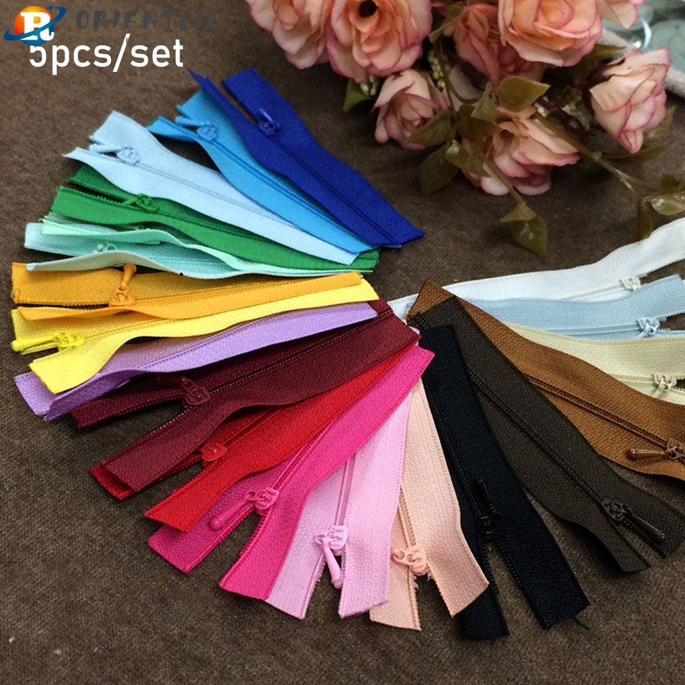 ORIENTLII Set 5 Khóa Kéo Mini 7~10cm Bằng Nhựa Dùng Để May Vá Đa Năng Tiện Dụng