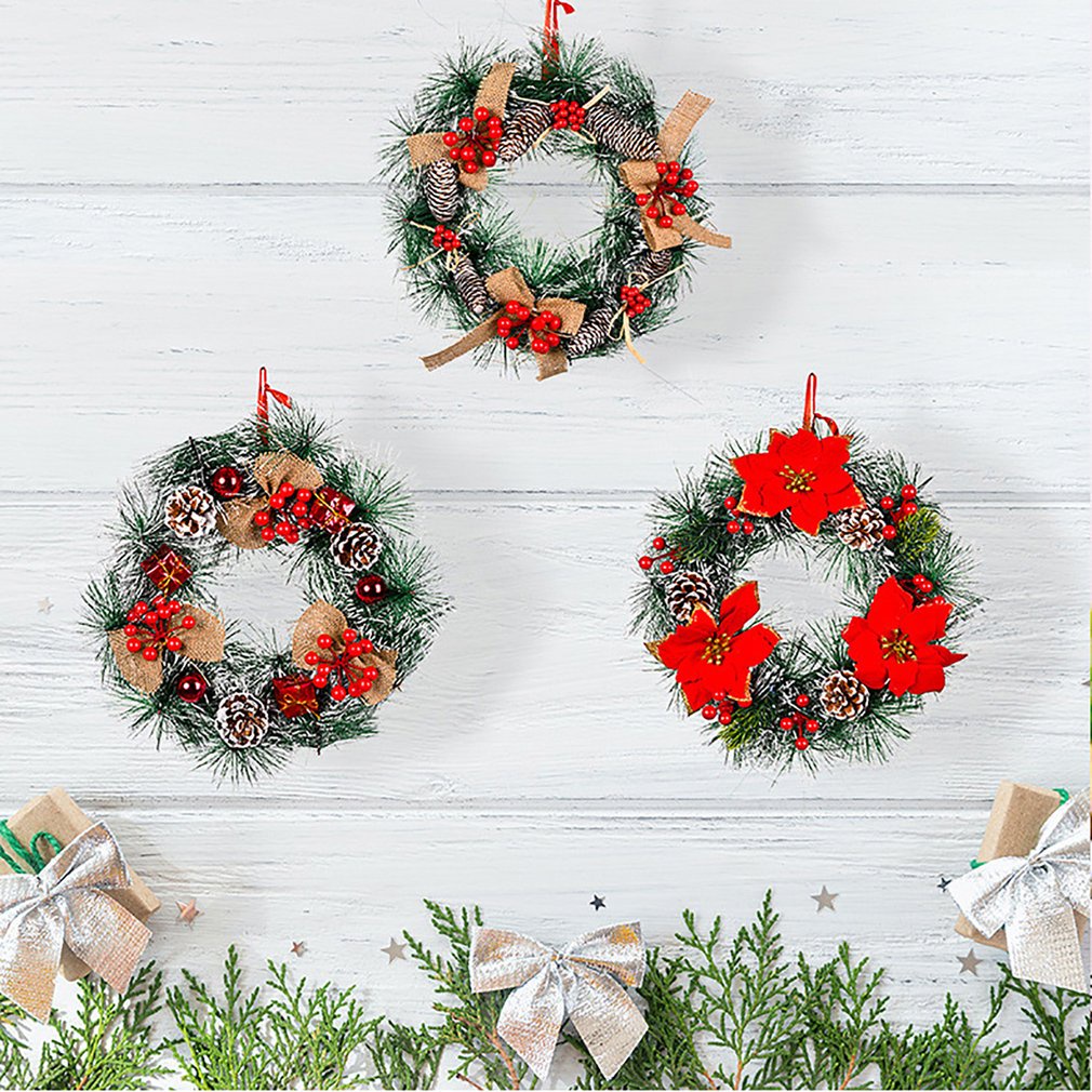 =Christmas=Christmas Wreath Xmas Wreath Front Door Wreath With Hanger Bow Garland