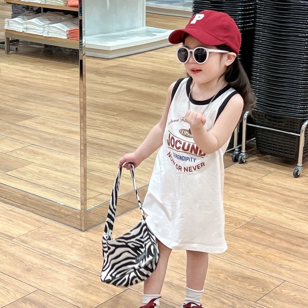 Đầm Thun Sát Nách Dễ Thương Thời Trang Mùa Hè Phong Cách Hàn Quốc Cho Bé Gái