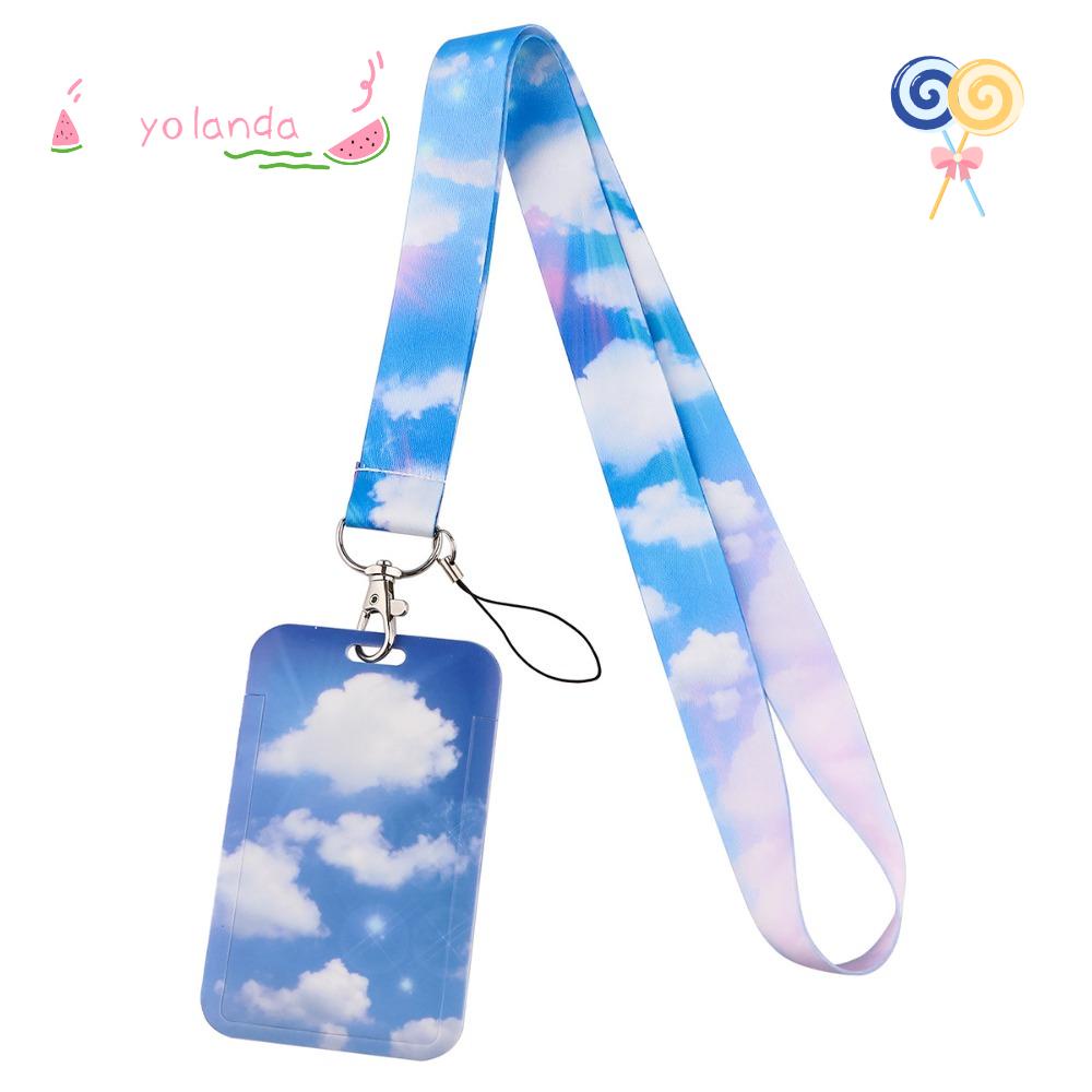 Giá Đỡ Huy Hiệu YOLA ID Hình Đám Mây Có Dây Đeo Chìa Khóa Dacron Bầu Trời Xanh Dương Trắng Dành Cho Văn Phòng