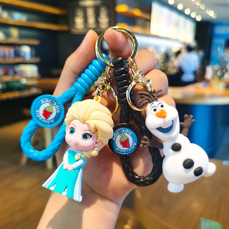 Móc Khóa Silicon Bện Hình Công Chúa Elsa / Bạch Tuyết Hoạt Hình Frozen