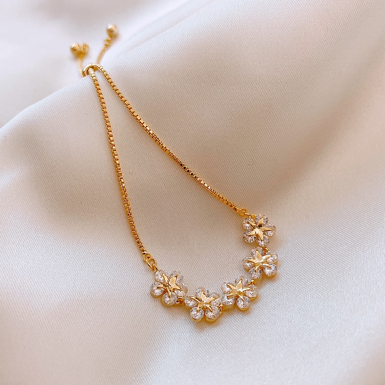 Vòng Tay Vàng Hoa Zircon Thời Trang