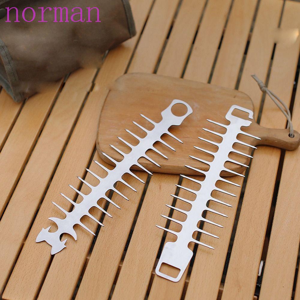 NORMAN Vỉ Nướng BBQ Hình Xương Cá Chịu Nhiệt Tốt Tiện Dụng Mang Theo Cắm Trại