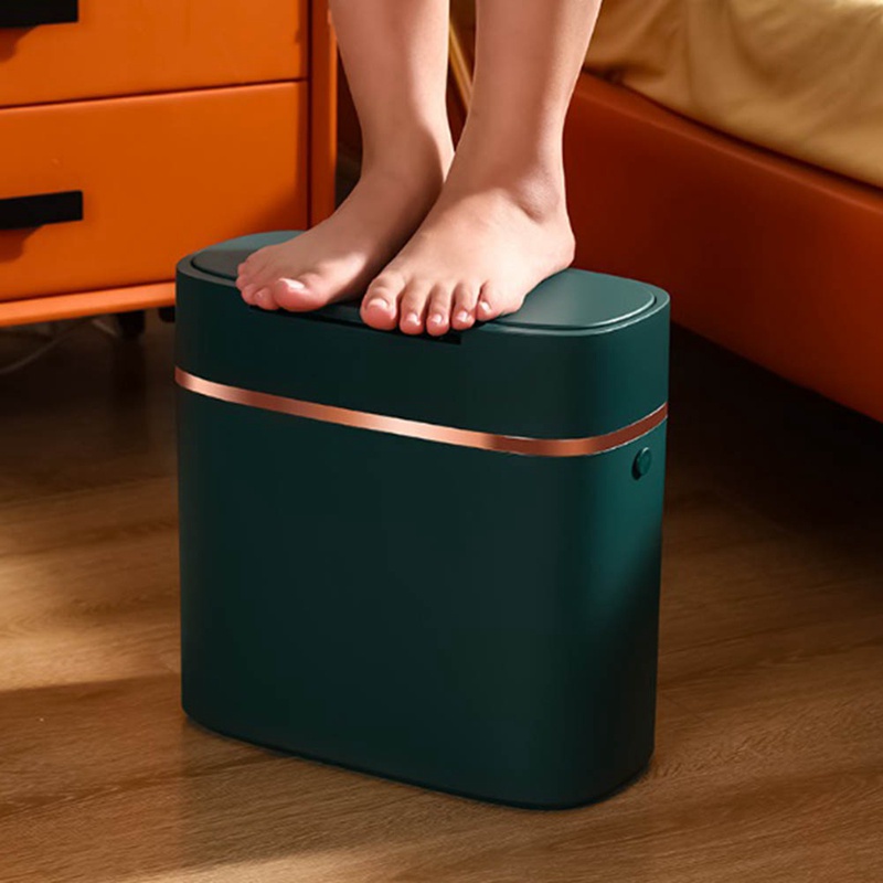 1 Thùng Rác 16 Lít Có Nắp Và Tay Cầm Bằng Nhựa Màu Xanh Lá Đậm Cho Phòng Ngủ / Phòng Ngủ / Thùng Rác / Văn Phòng / RV