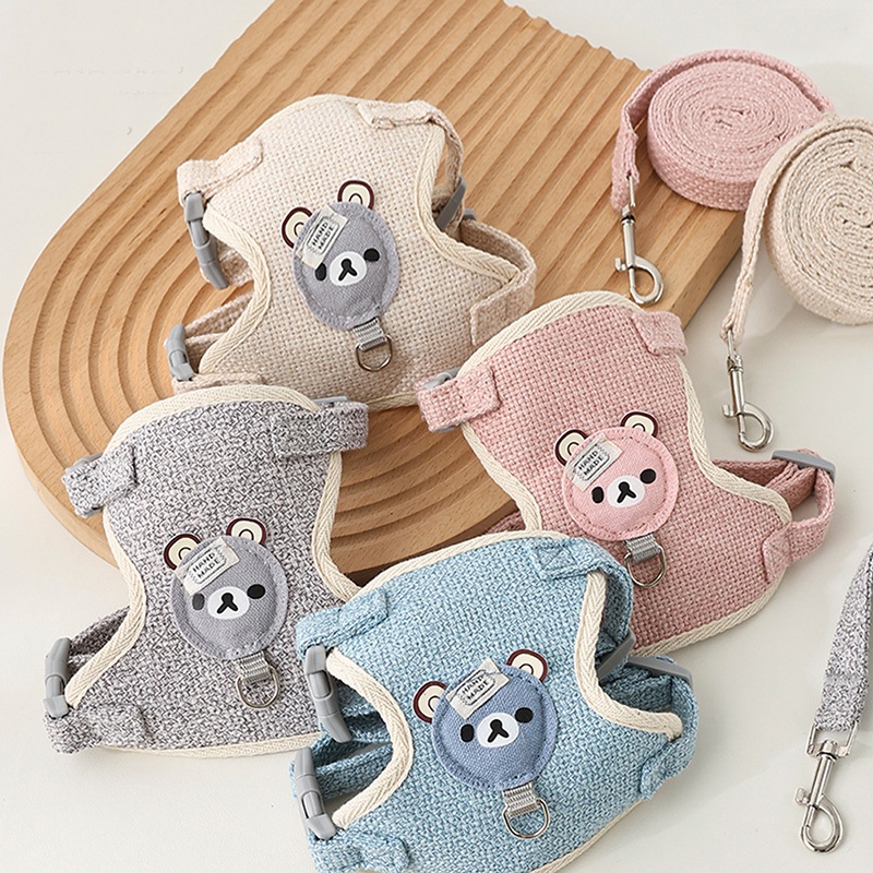 Áo Sát Nách Kèm Dây Dắt Gấu Bông Mềm Mại Thoải Mái Dành Cho Thú Cưng