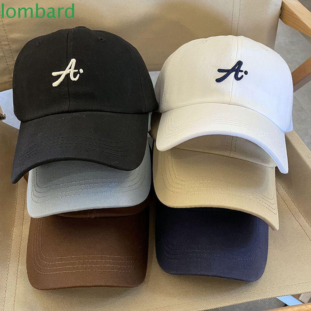 LOMBARD Mũ Lưỡi Trai Cotton Thêu Chữ Phong Cách Hàn Quốc Cho Nữ