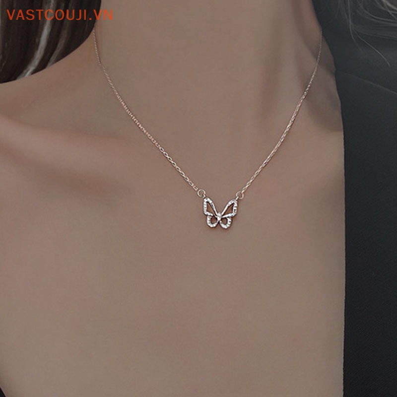 Vòng cổ Mặt Hình Bướm Đính Pha Lê Lấp Lánh Thời Trang Cho Nữ