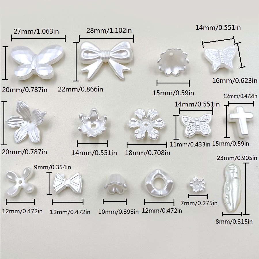 Chuỗi Hạt Ngọc Trai Giả Hình Hoa Và Bướm Bằng ABS Dùng Làm Trang Sức DIY