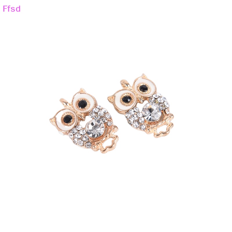 Bộ 10 Mặt Dây Chuyền Tráng Men Hình Cú Mèo Đính Đá DIY