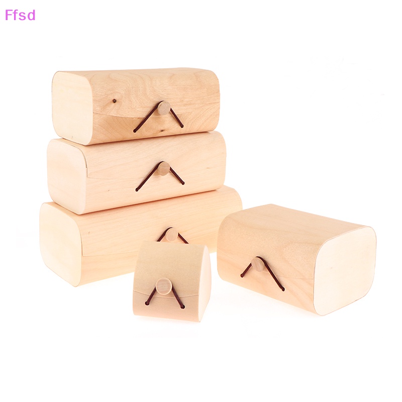 {Ffsd} Hộp Quà Tặng Trang Sức Bằng Gỗ Trơn Có Nắp Cong Trang Trí Nhà Cửa