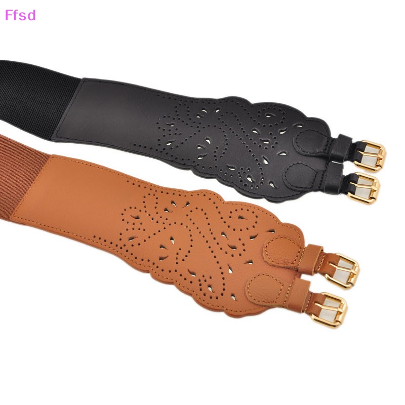 Thắt Lưng Bản Rộng Co Giãn Phối Hai Khóa Thời Trang Cho Nữ