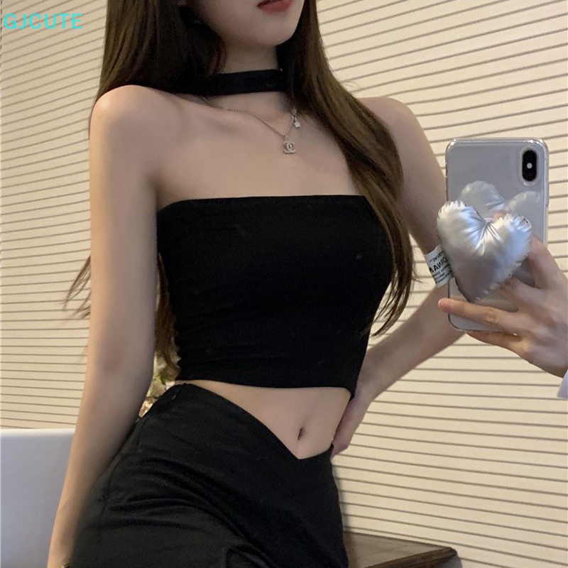 GJCUTE Mfc Áo Hai Dây Mỏng Màu Trơn Gợi Cảm Thời Trang Mùa Hè Cho Nữ