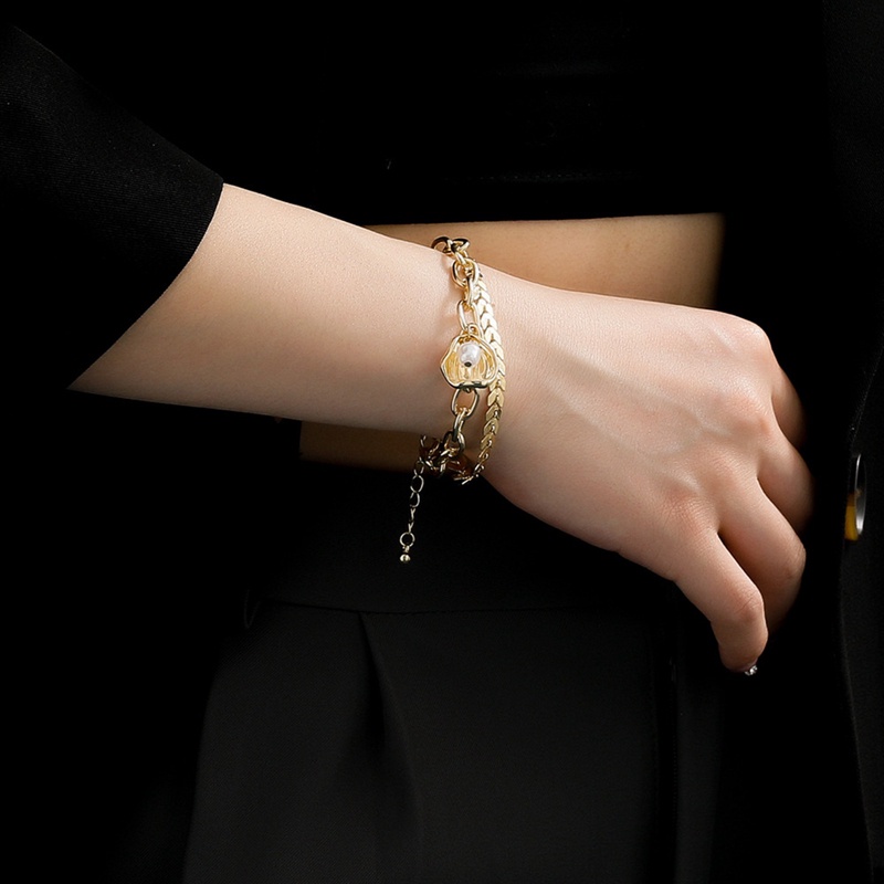 Ygt Vòng Tay Dây Xích Đôi Bằng Kim Loại Đính Đá Zircon Có Thể Điều Chỉnh Sang Trọng Làm Quà Tặng