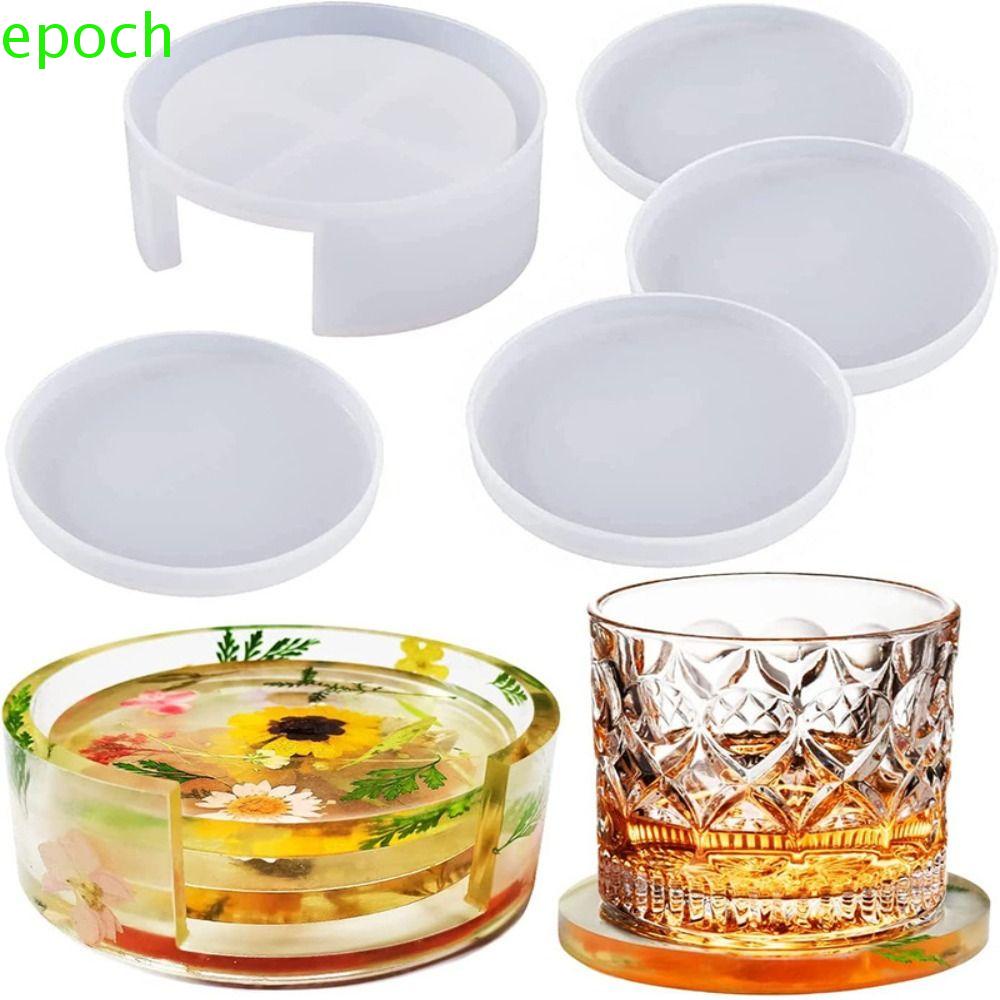 EPOCH Khuôn Silicone Làm Đế Lót Ly Hình Tròn / Vuông Bằng Nhựa Epoxy Độc Đáo Tiện Dụng
