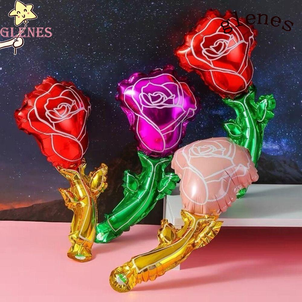 GLENES Set 4 Bong Bóng Lá Nhôm Hình Hoa Hồng Trang Trí Tiệc Cưới