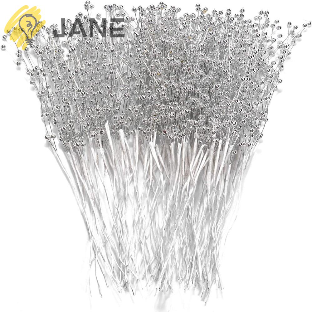 JANE Set 100 Hạt Nhựa Màu Bạc 4mm Trang Trí Bó Hoa Cưới