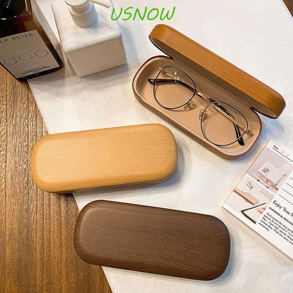 USNOW Hộp Đựng Mắt Kính Bằng Da PU Họa Tiết Vân Gỗ Độc Đáo Thời Trang Cho Nữ