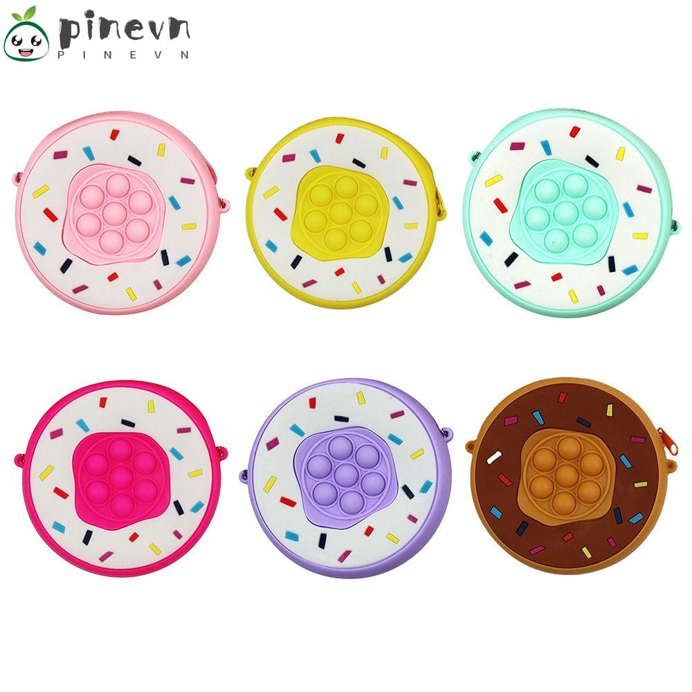 PINEVN Túi Đeo Chéo Silicone Hình Bánh Donut Nhiều Màu Cho Bé