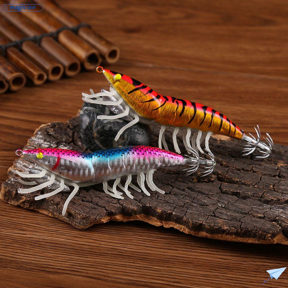MAG Mồi Câu Cá Hình Tôm Bằng Gỗ Mềm Phát Sáng Sống Động