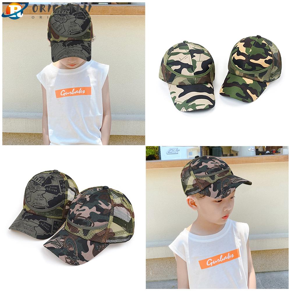 ORIENTLII Mũ Lưỡi Trai Phối Lưới Thời Trang Mùa Hè Cho Bé 3-9 Tuổi