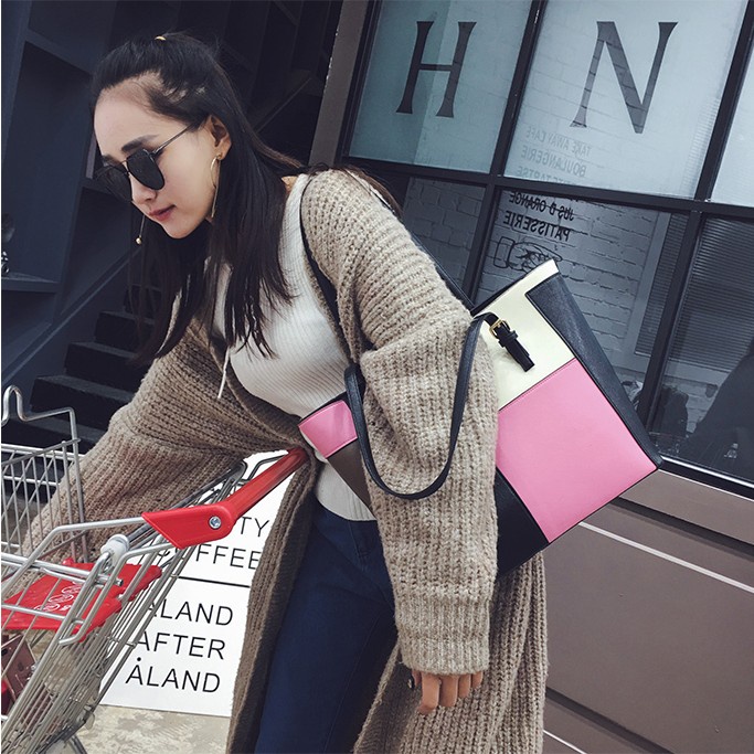 Túi Xách Cỡ Lớn Màu Tương Phản Thời Trang Cho Nữ