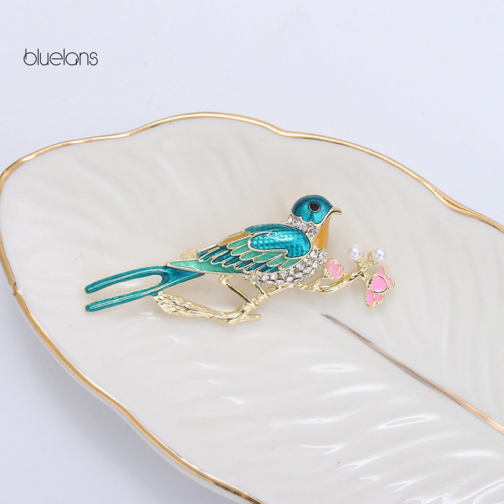 Ghim Cài Áo Hình Chú Chim Đính Đá Ngọc Trai Nhân Tạo Thời Trang