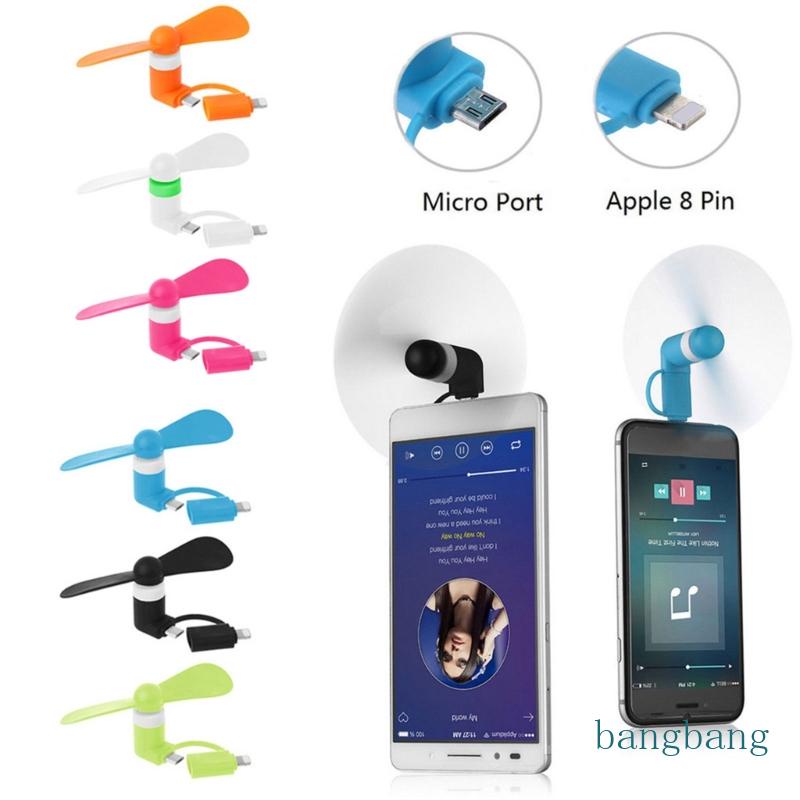 Quạt USB Mini Bỏ Túi 2 Trong 1 8pin Tiện Dụng Cho Điện Thoại