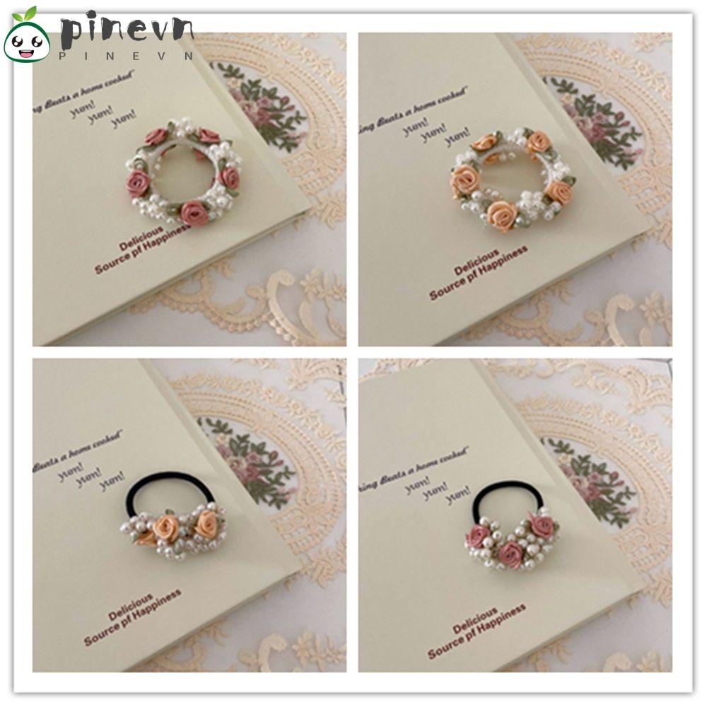 PINEVN Dây Buộc Tóc Co Giãn Đính Hoa Ngọt Ngào