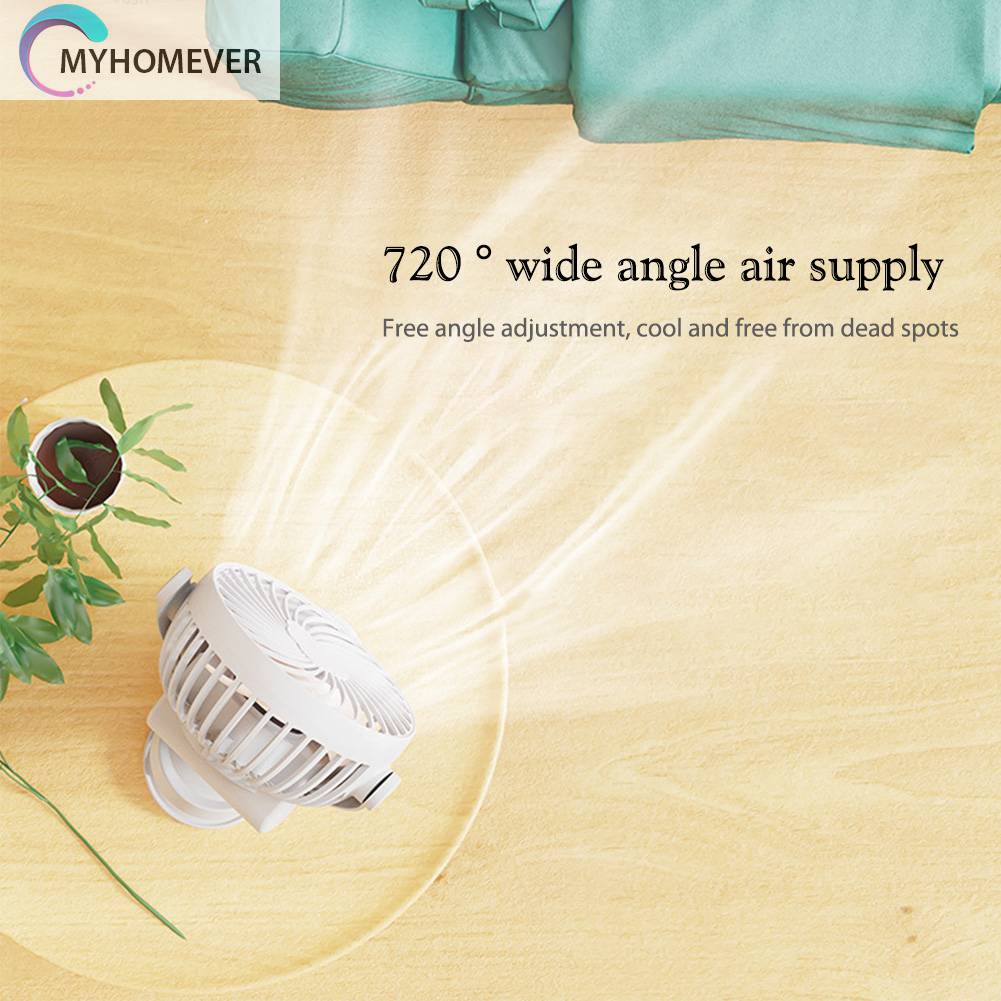 Quạt Điện Để Bàn Dạng Kẹp 3 Tốc Độ Yên Tĩnh 1200mAh Có Cổng Sạc USB Cho Học Sinh