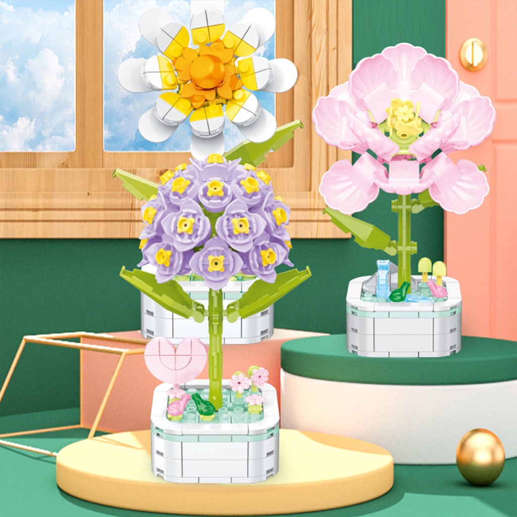 1 Bộ Đồ Chơi Lắp Ráp Hình Bông Hoa Bằng ABS Dễ Điều Chỉnh DIY