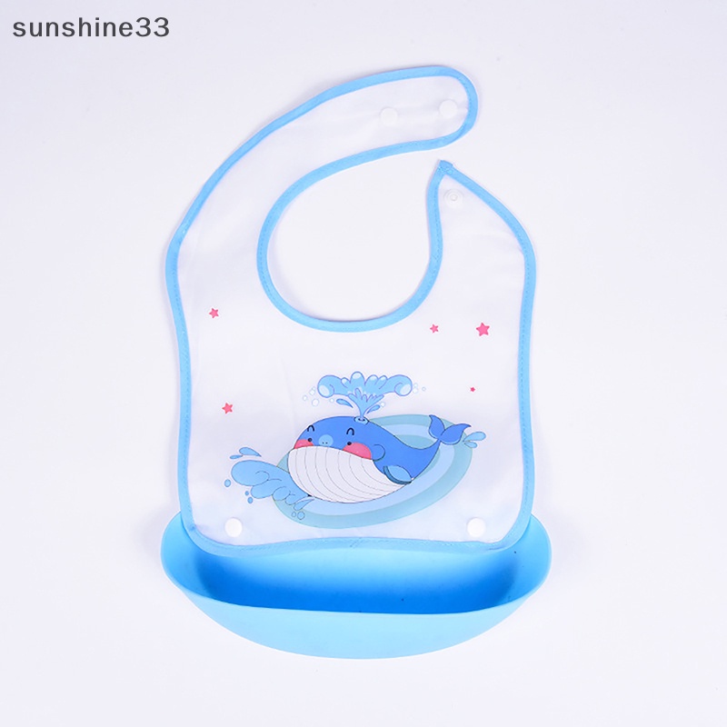 Yếm Ăn Tay Dài Chống Nước In Họa Tiết Hoạt Hình Cho Bé