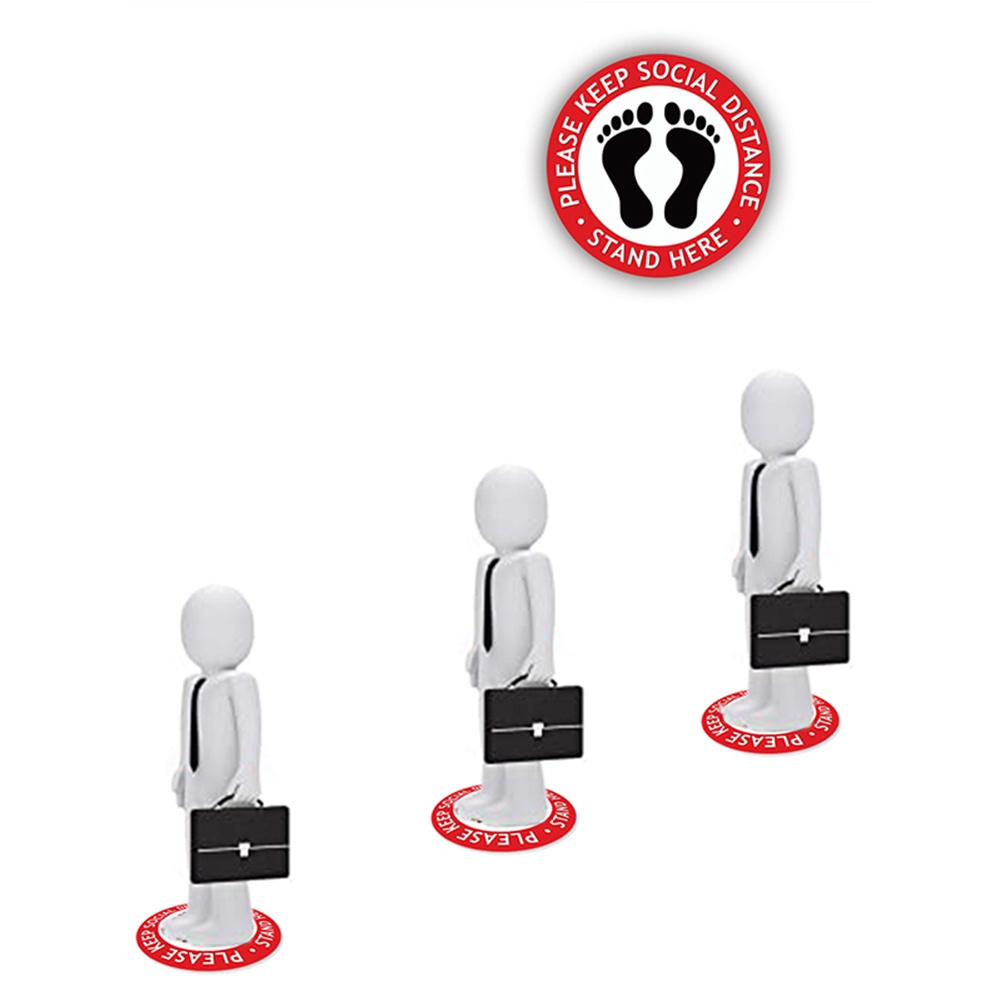 Set 10 Miếng Dán Sàn Nhà In Dấu Chân Làm Ơn Giữ Khoảng Cách Xã Hội Queue Đám Đông