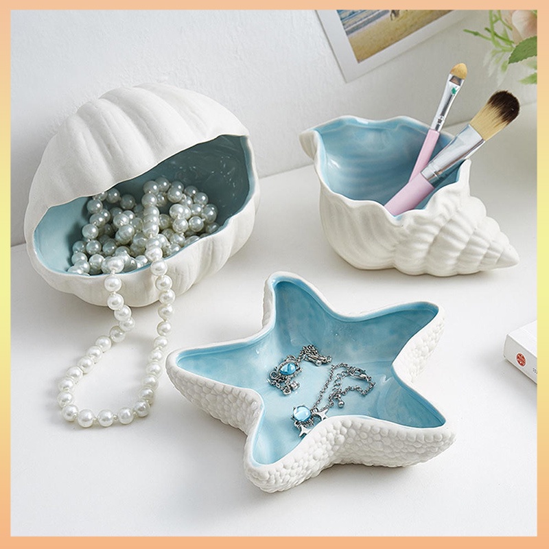 Khay Đựng Trang Sức Bằng Sứ Hình Sao Biển / Vỏ Sò Độc Đáo Giá Đỡ
