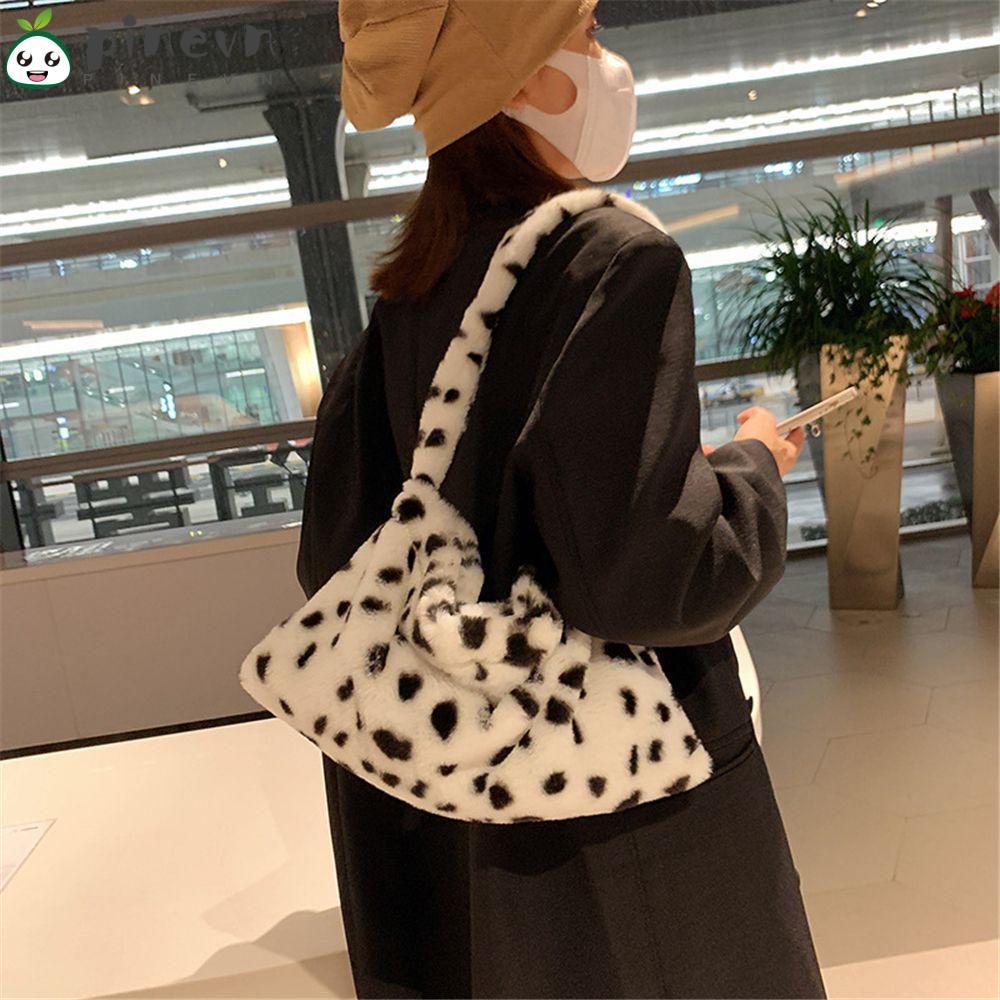 PINEVN Túi Xách Lông Nhung Thời Trang Thu Đông Dành Cho Nữ