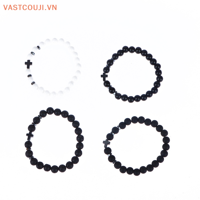 Vòng Tay Chuỗi Hạt Đá Hematite Tự Nhiên Mặt Thánh Giá Độc Đáo