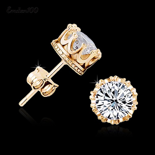 Bông Tai Mạ Bạc Hình Vương Miện Đính Đá Thời Trang Cho Nữ