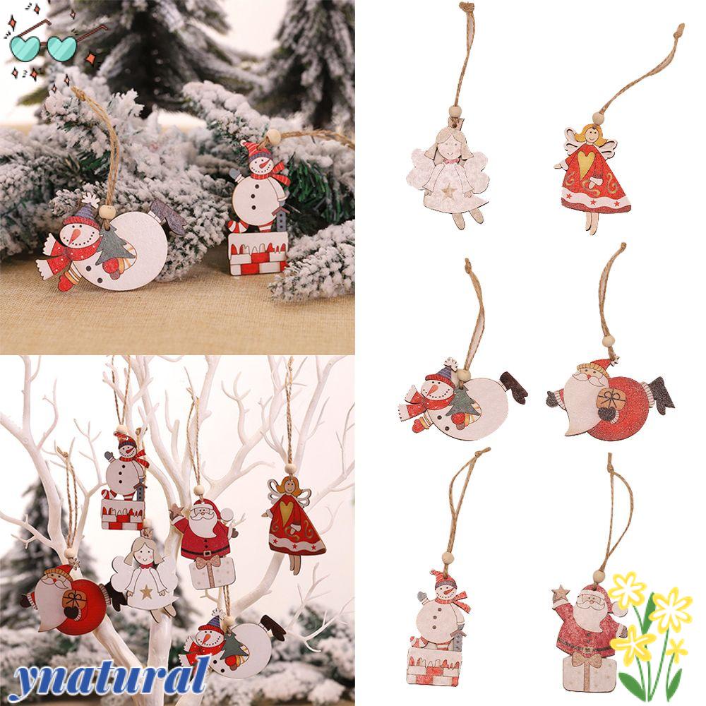 YNATURAL Set 2 Phụ Kiện Treo Trang Trí Cây Thông Noel Bằng Gỗ