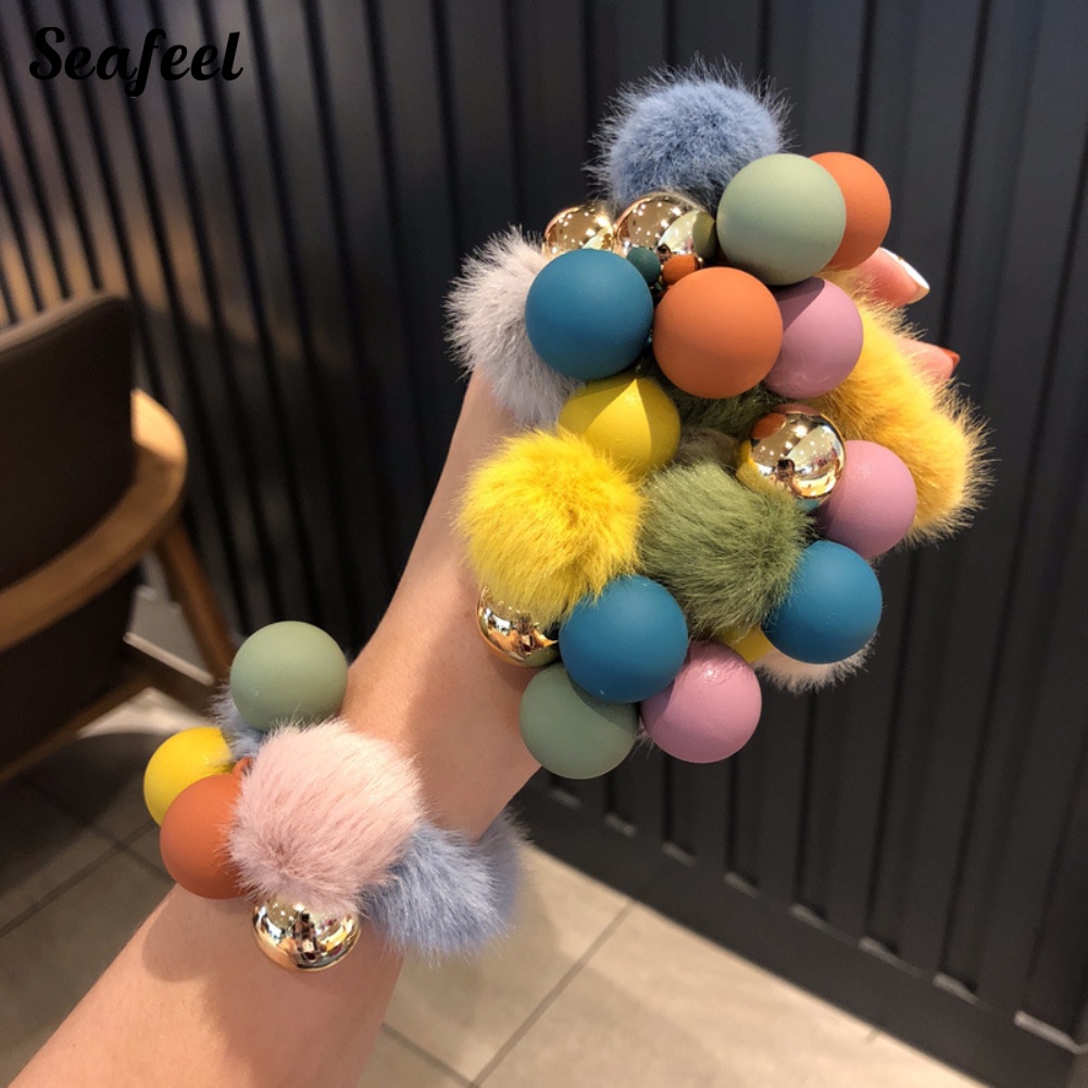 Dây Buộc Tóc Dạng Xoắn Ốc Co Giãn Màu Sắc Gradient Cho Nữ