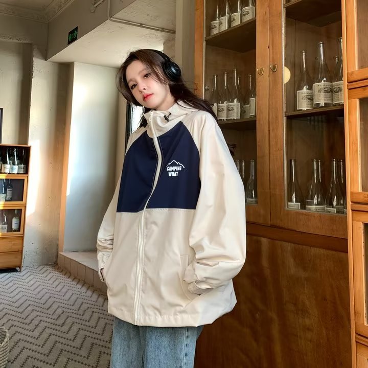 Áo Khoác Bóng Chày Màu Sắc Tương Phản Phong Cách Hong Kong Thời Trang Xuân Thu Cho Nữ