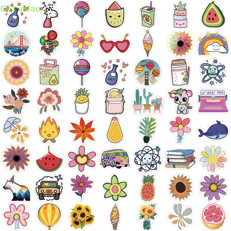 Bộ 57 Miếng Dán Họa Tiết Hoạt Hình Graffiti Phong Cách Âu Mỹ Vui Nhộn Trang Trí Sổ Tay / Laptop DIY