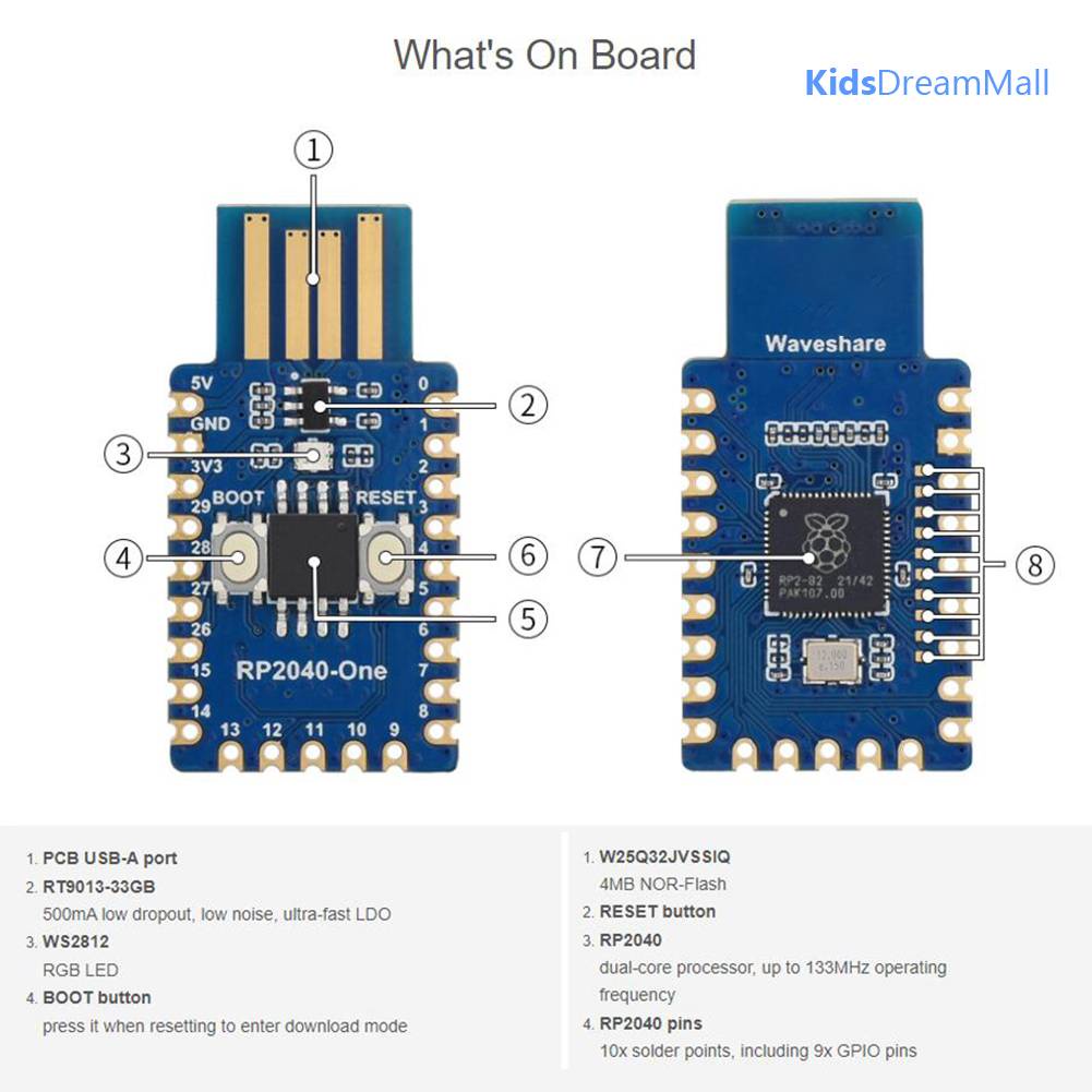 Bảng MạCh PháT TriểN RP2040 4MB Flash 29 X GPIO Pins