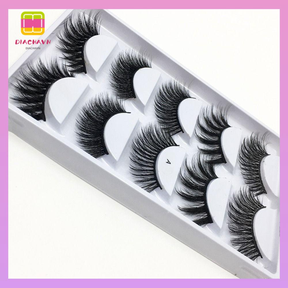 DIACHAVN Hộp 5 Cặp Lông Mi Giả Bằng Sợi Thủ Công