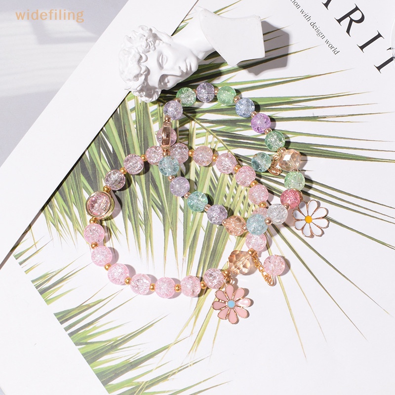 Vòng Tay Chuỗi Hạt Pha Lê Nhiều Màu Hình Hoa Cúc Thời Trang Cho Nữ
